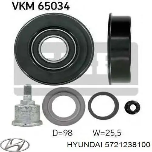 Паразитный ролик приводного ремня Hyundai/Kia 5721238100 цена, от 11.20 USD
