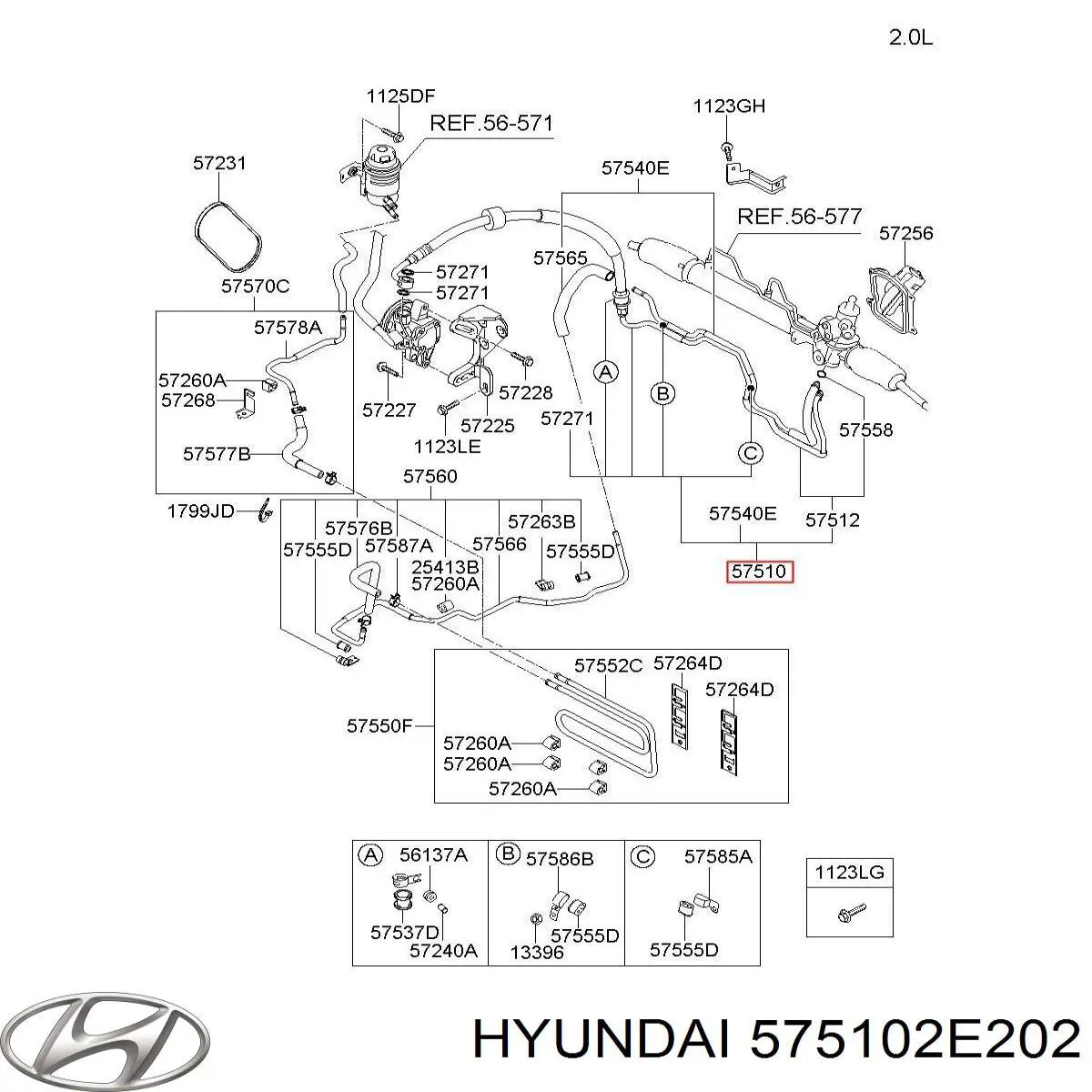 Купить 575102E202 Hyundai/Kia Шланг ГУР высокого давления