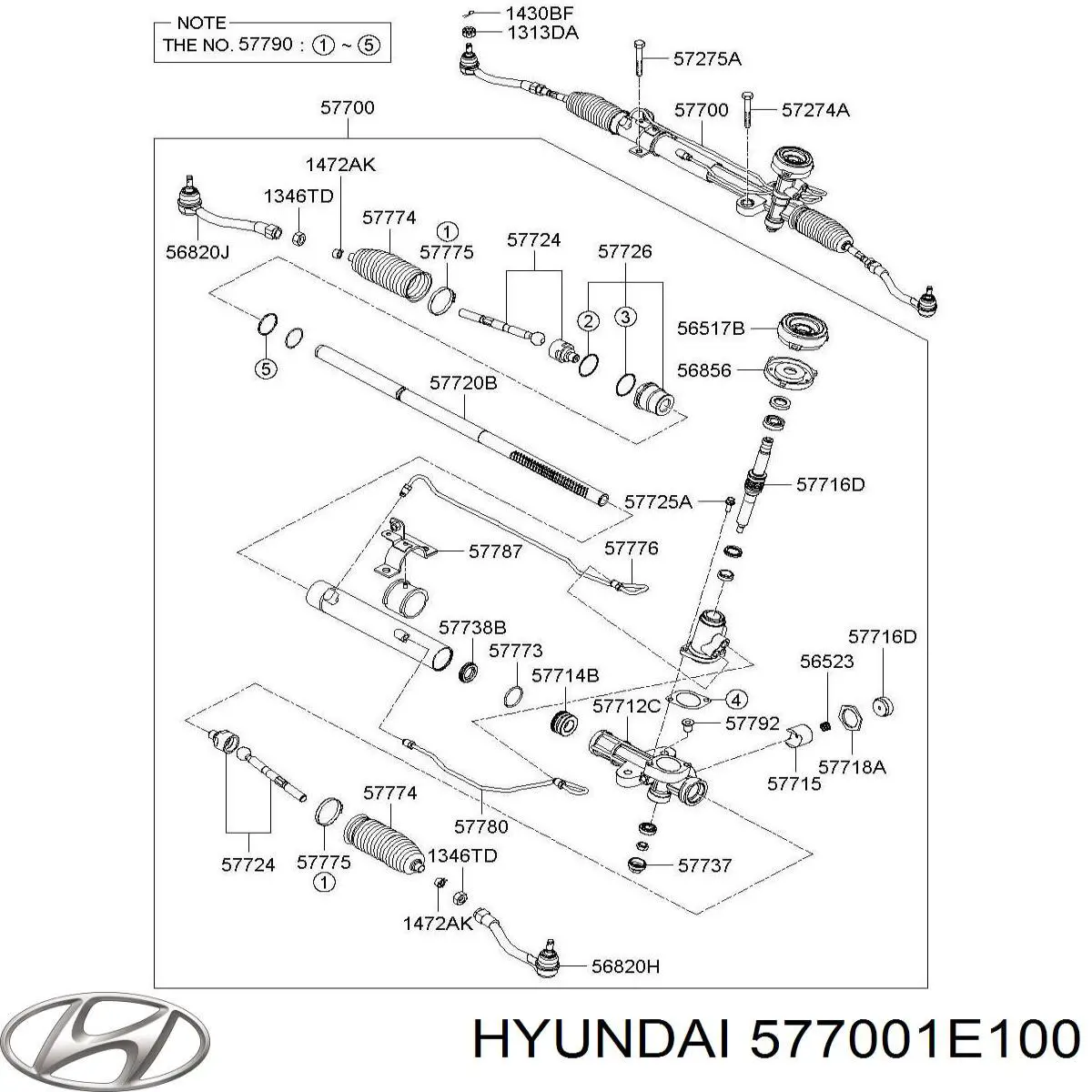 Купить 577001E100 Hyundai/Kia Рулевая рейка