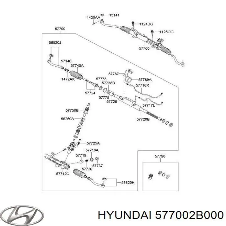 Рейка рулевая HYUNDAI 577002B000