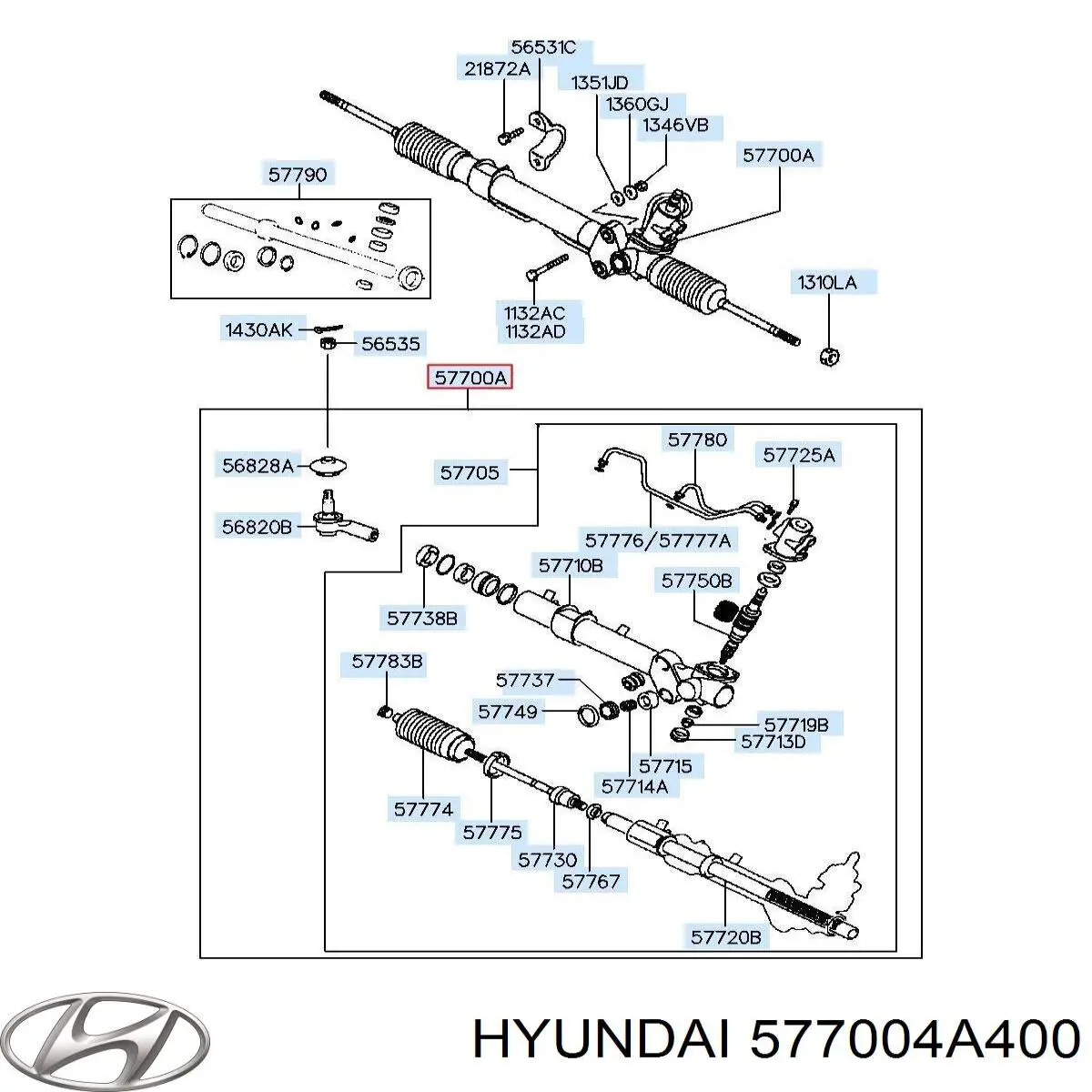 Рулевая рейка 577004A850 Hyundai/Kia