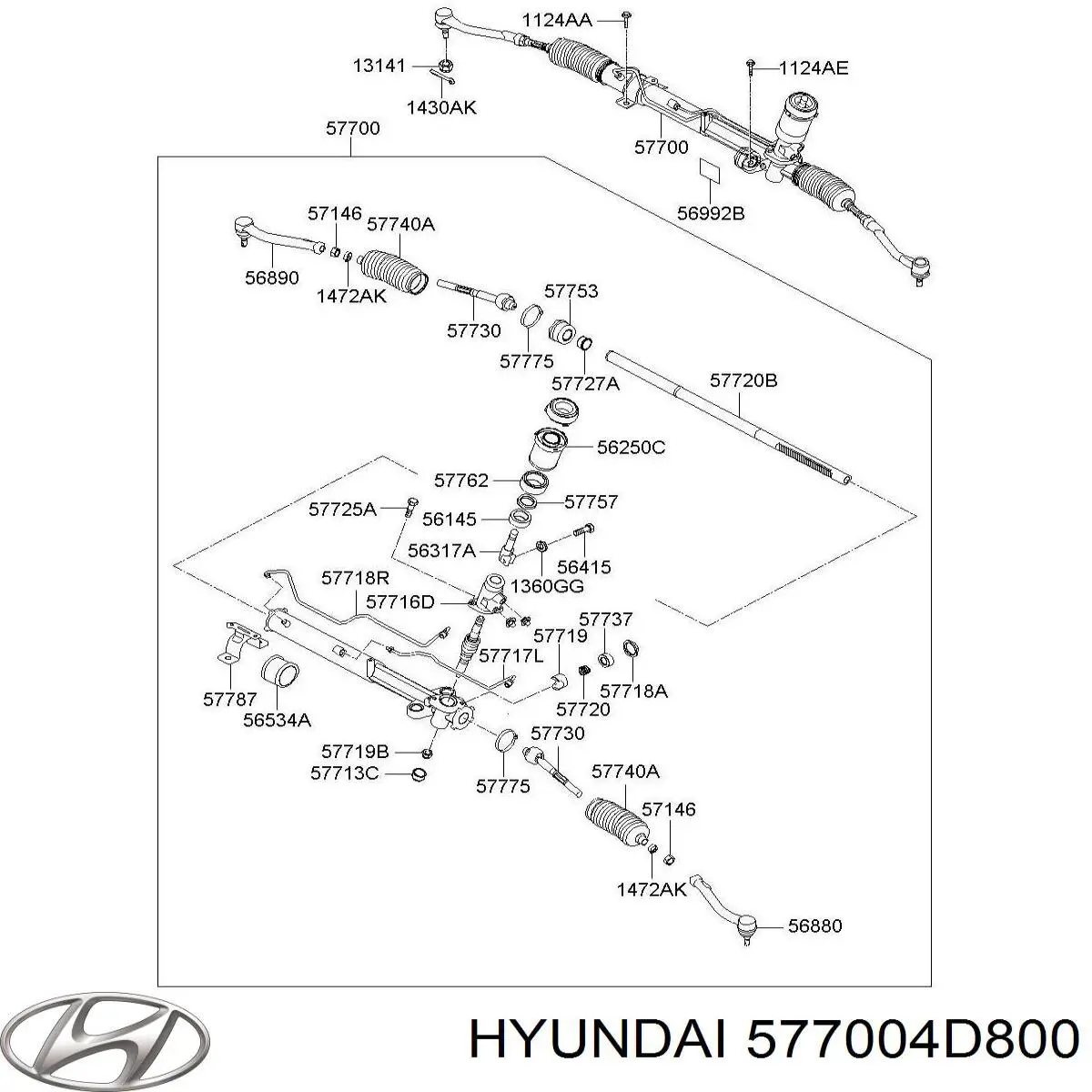 Рулевая рейка 577004D800 Hyundai/Kia