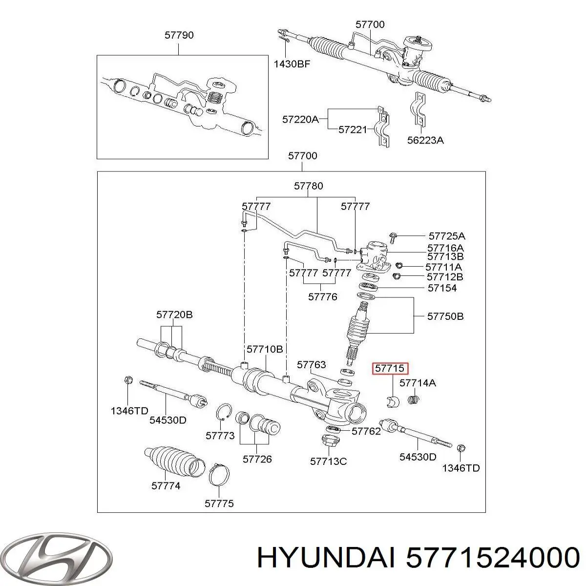 Втулка крепления рулевой рейки нижняя Hyundai/Kia 5771524000