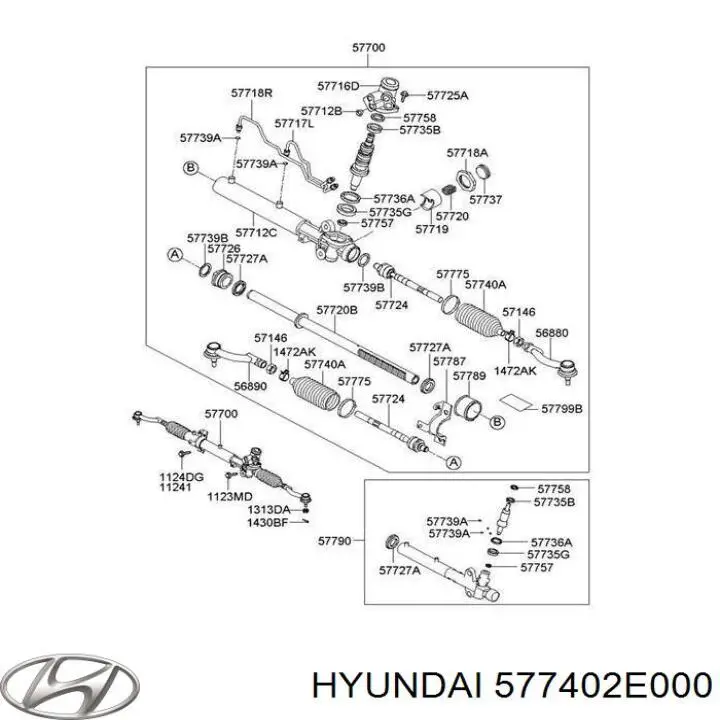 577402E000 Hyundai/Kia bota de proteção do mecanismo de direção (de cremalheira)