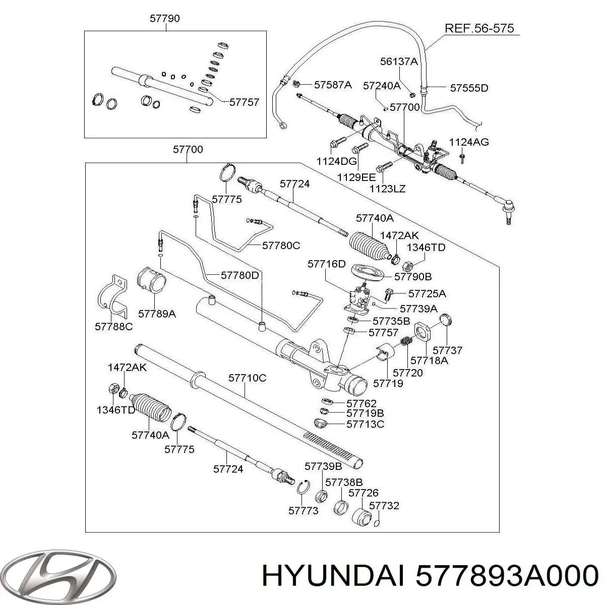 577893A000 Hyundai/Kia bucha de fixação esquerda da cremalheira da direção