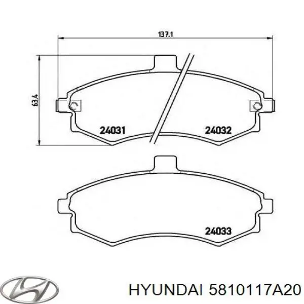 Передние тормозные колодки 5810117A20 Hyundai/Kia