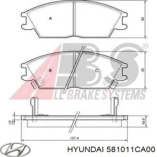 Тормозные колодки Hyundai/Kia 581011CA00