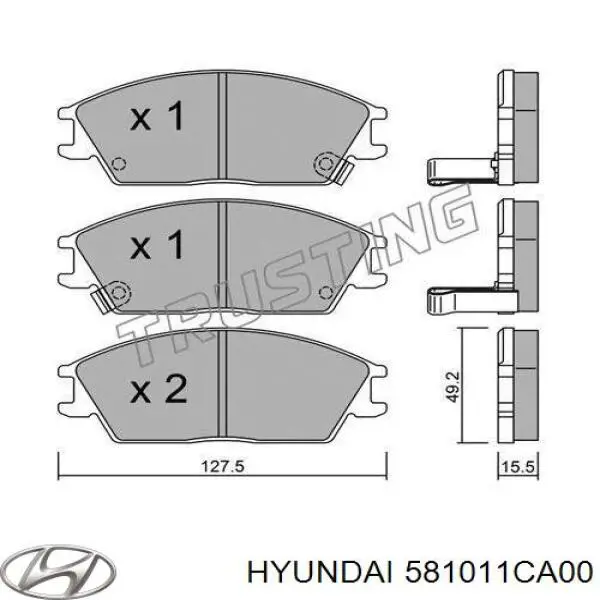 Колодки Hyundai/Kia 581011CA00 цена, от 15.02 USD