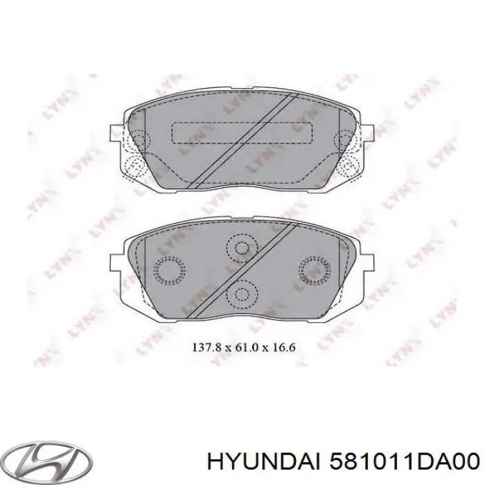 Передние тормозные колодки 581011DA00 Hyundai/Kia