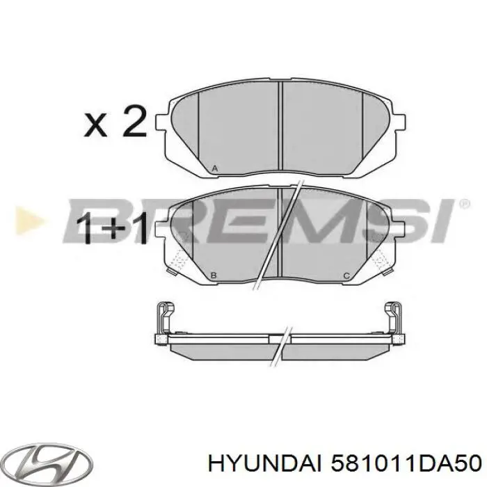 Передние тормозные колодки 581011DA50 Hyundai/Kia