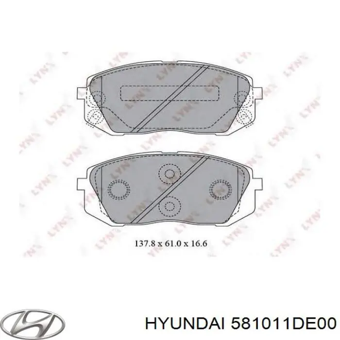 Тормозные колодки Hyundai/Kia 581011DE00
