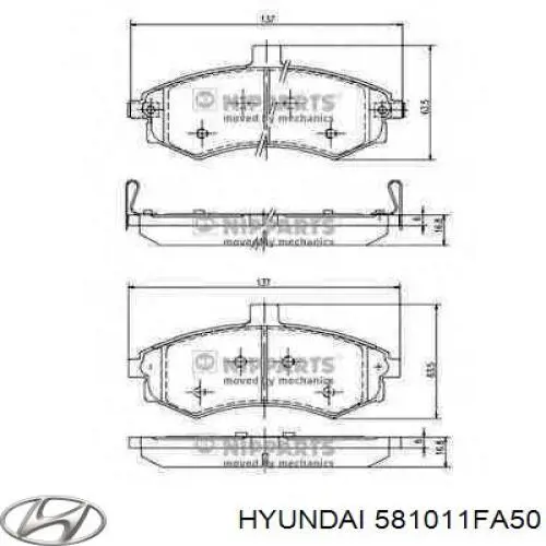 Передние тормозные колодки 581011FA50 Hyundai/Kia