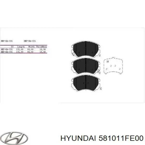 581011FE00 Hyundai/Kia передние тормозные колодки