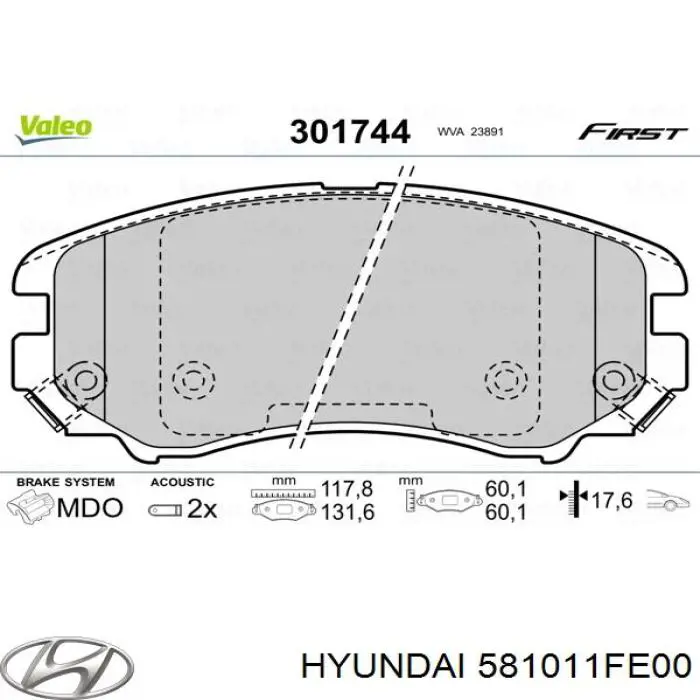 Колодки Hyundai/Kia 581011FE00 цена, от 15.39 USD