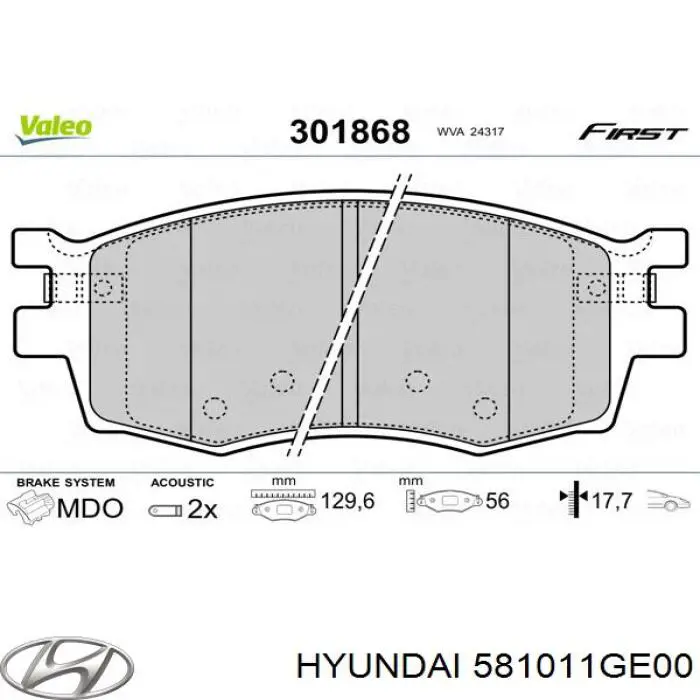 Колодки Hyundai/Kia 581011GE00 цена, от 15.54 USD
