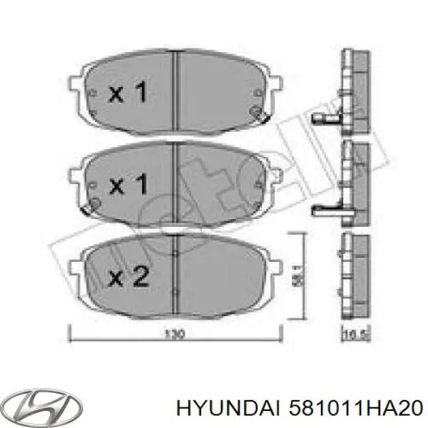 581011HA20 Hyundai/Kia колодки тормозные передние дисковые