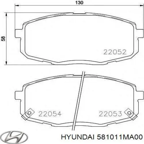 Передние тормозные колодки 581011MA00 Hyundai/Kia