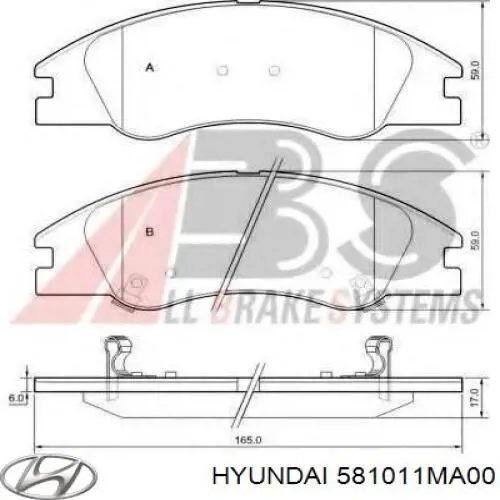 Тормозные колодки Hyundai/Kia 581011MA00