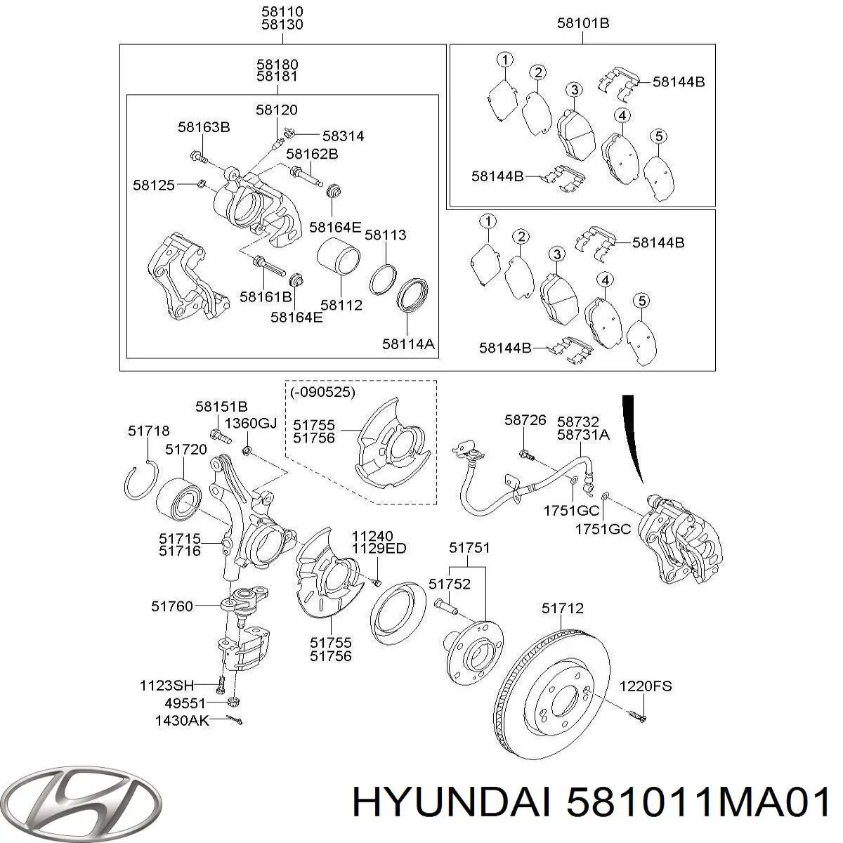 581011MA01 Hyundai/Kia Колодки передние