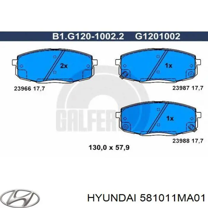 Передние тормозные колодки 581011MA01 Hyundai/Kia