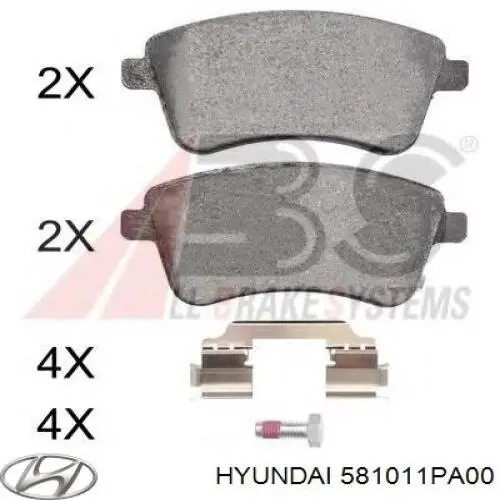 581011PA00 Hyundai/Kia передние тормозные колодки