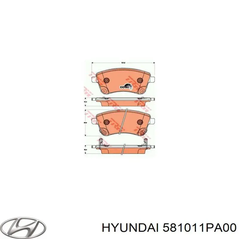 Купить 581011PA00 Hyundai/Kia Колодки тормозные