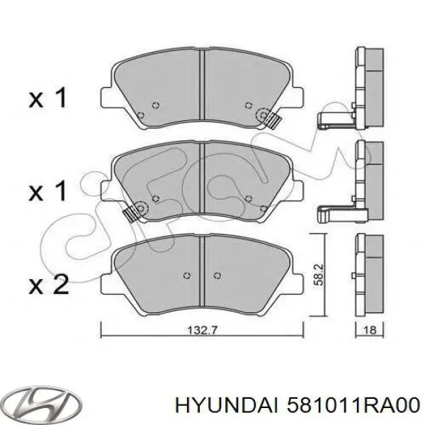Передние тормозные колодки 581011RA00 Hyundai/Kia