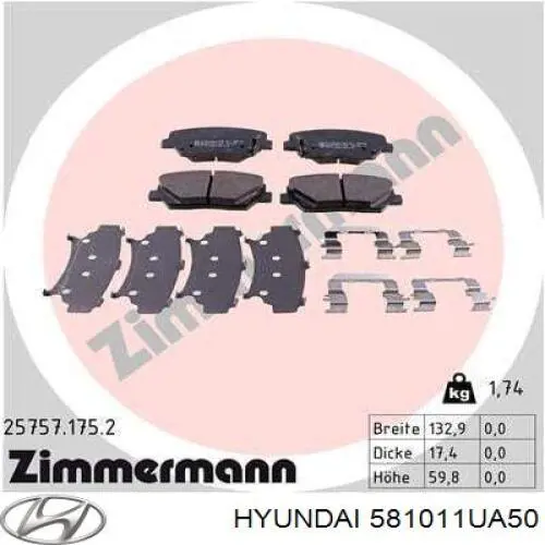 Тормозные колодки Hyundai/Kia 581011UA50