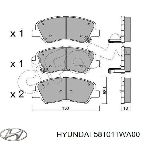 Колодки Hyundai/Kia 581011WA00 цена, от 19.69 USD
