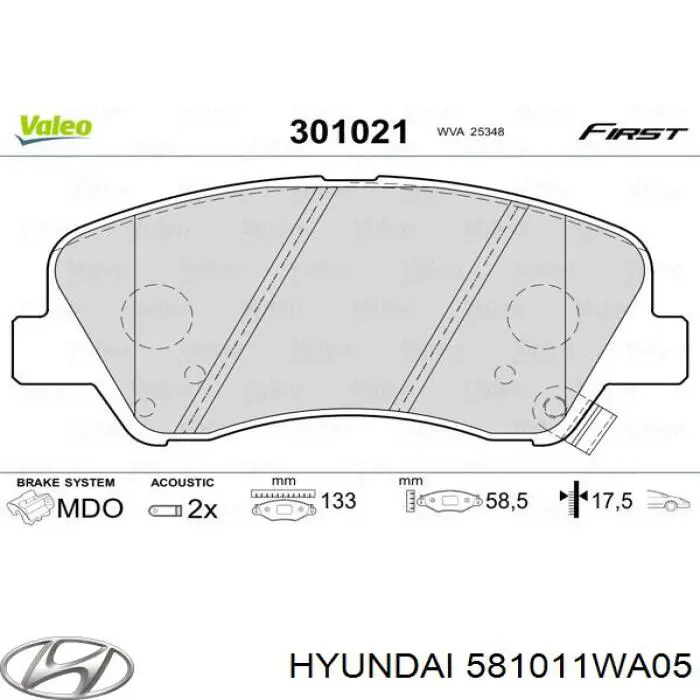 Передние тормозные колодки 581011WA05 Hyundai/Kia