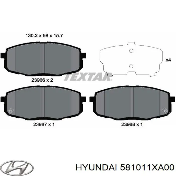 581011XA00 Hyundai/Kia передние тормозные колодки