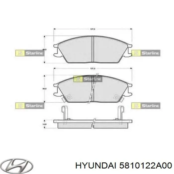 Передние тормозные колодки 5810122A00 Hyundai/Kia
