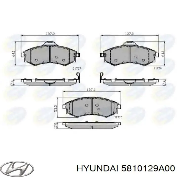 5810129A00 Hyundai/Kia колодки тормозные передние дисковые