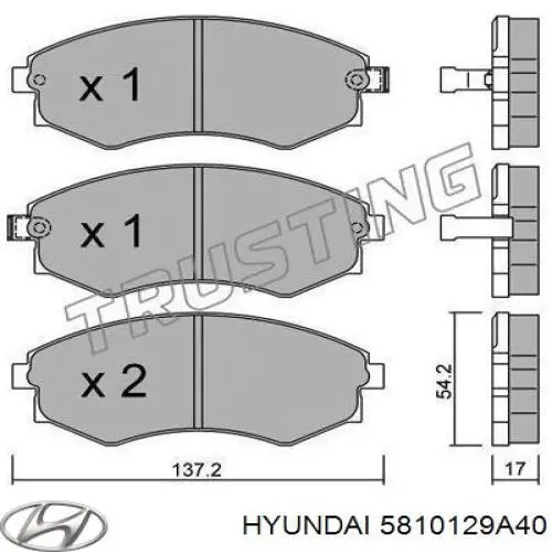 5810129A40 Hyundai/Kia колодки тормозные передние дисковые
