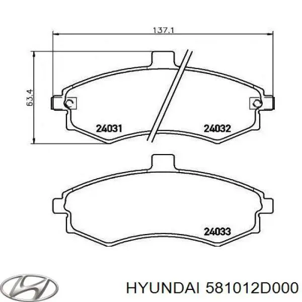 Передние тормозные колодки 581012D000 Hyundai/Kia