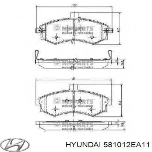 Sapatas do freio dianteiras de disco Hyundai/Kia 581012EA11