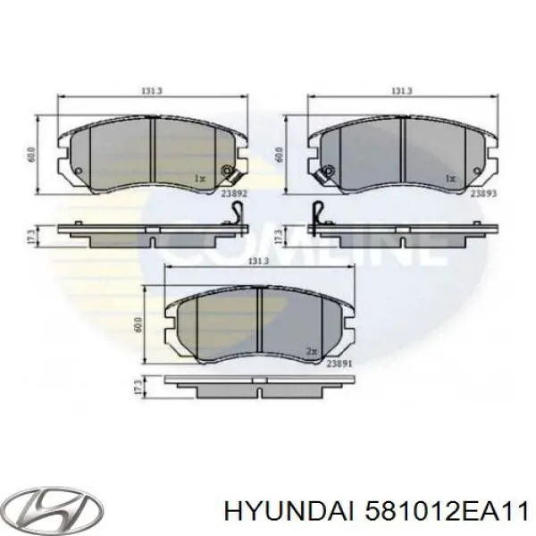 Sapatas do freio dianteiras de disco 581012EA11 Hyundai/Kia