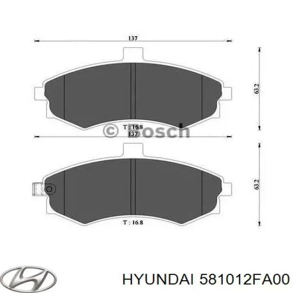 581012FA00 Hyundai/Kia колодки тормозные передние дисковые