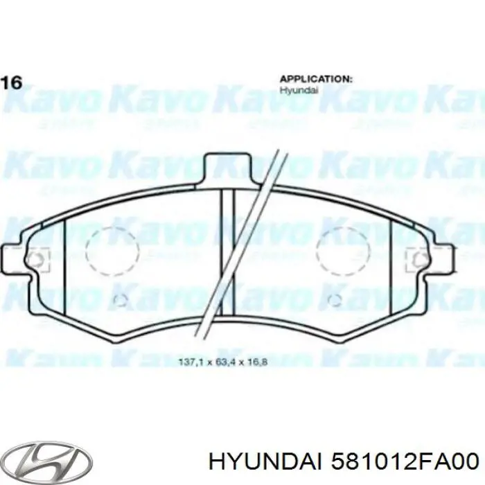 Купить 581012FA00 Hyundai/Kia Колодки тормозные