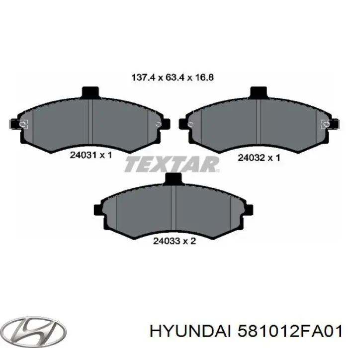 Купить 581012FA01 Hyundai/Kia Колодки тормозные