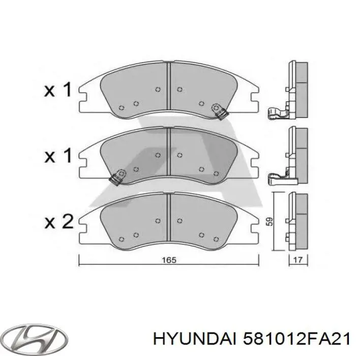 581012FA21 Hyundai/Kia колодки тормозные передние дисковые