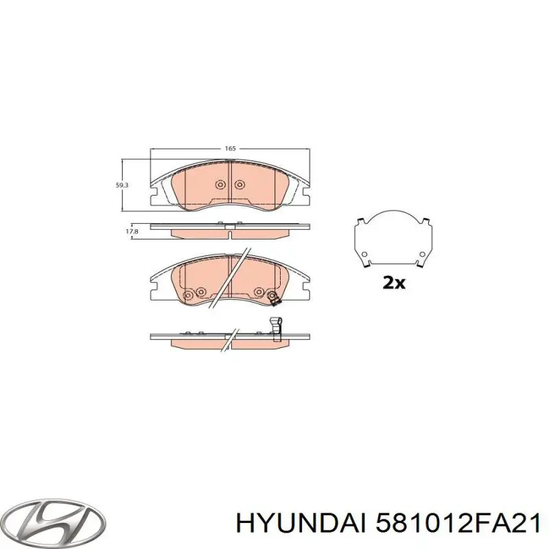 Передние тормозные колодки 581012FA21 Hyundai/Kia