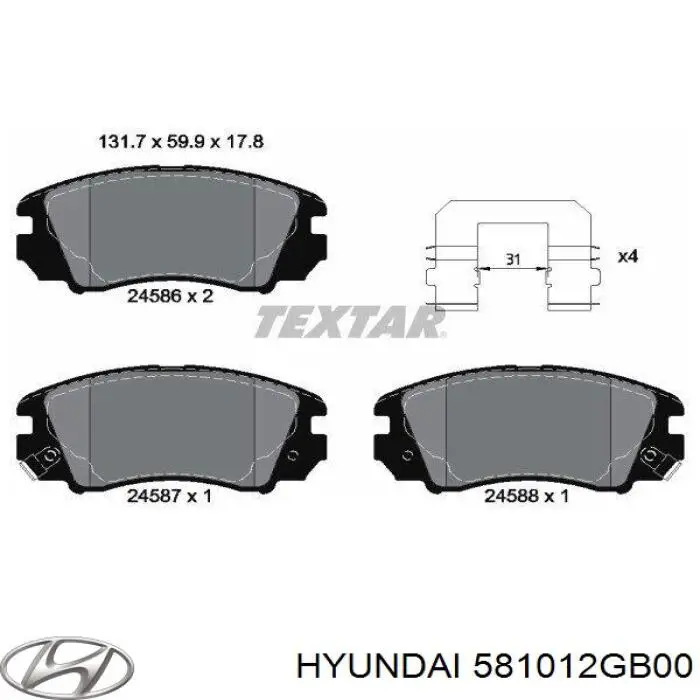 Тормозные колодки Hyundai/Kia 581012GB00