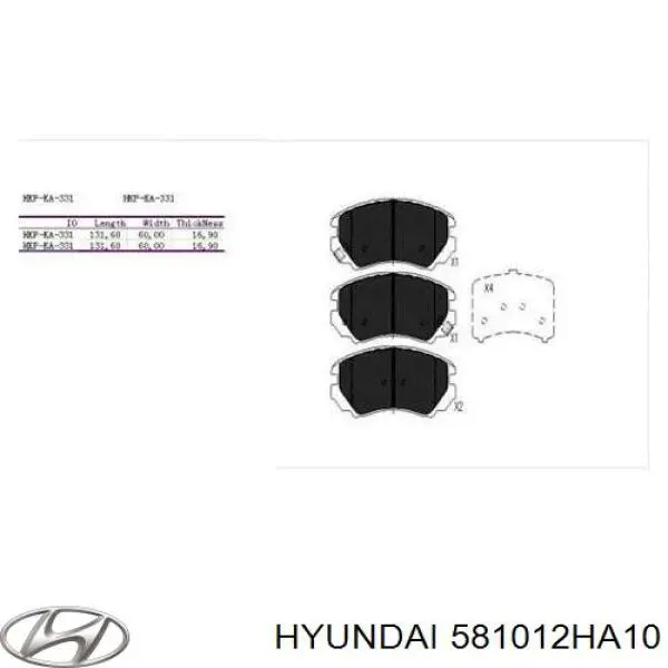 581012HA10 Hyundai/Kia колодки тормозные передние дисковые