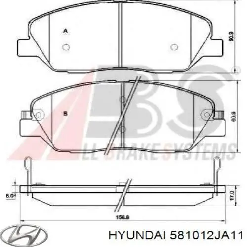 Колодки Hyundai/Kia 581012JA11 цена, от 24.91 USD