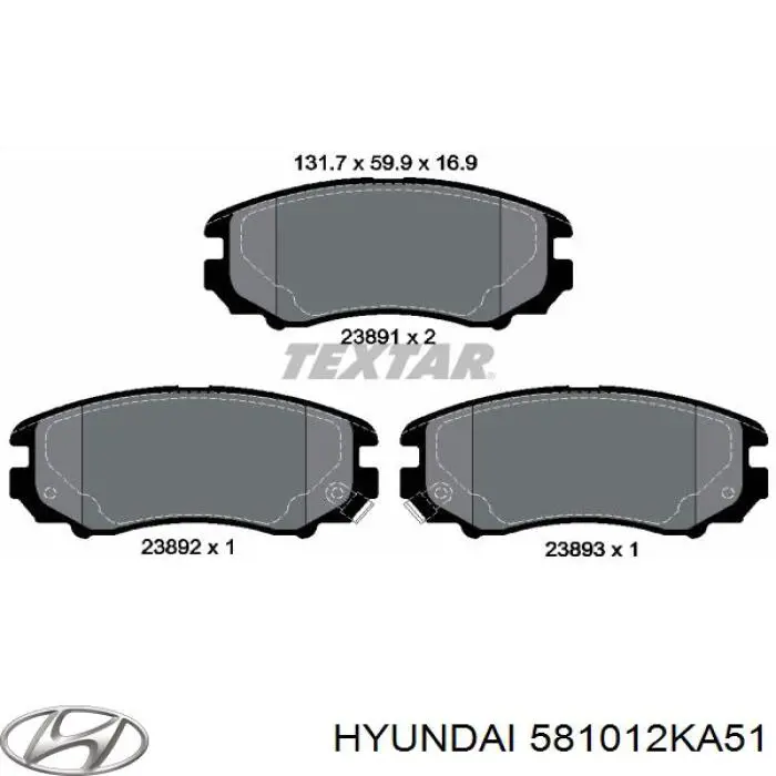 Купить 581012KA51 Hyundai/Kia Колодки тормозные