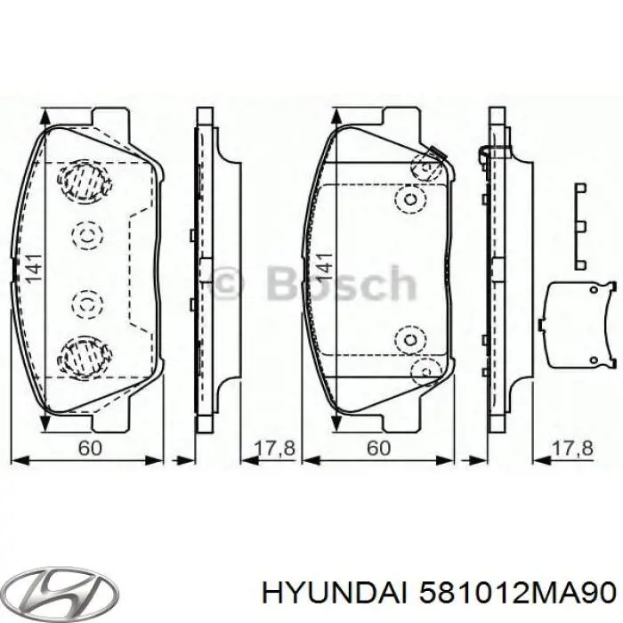 Передние тормозные колодки 581012MA90 Hyundai/Kia