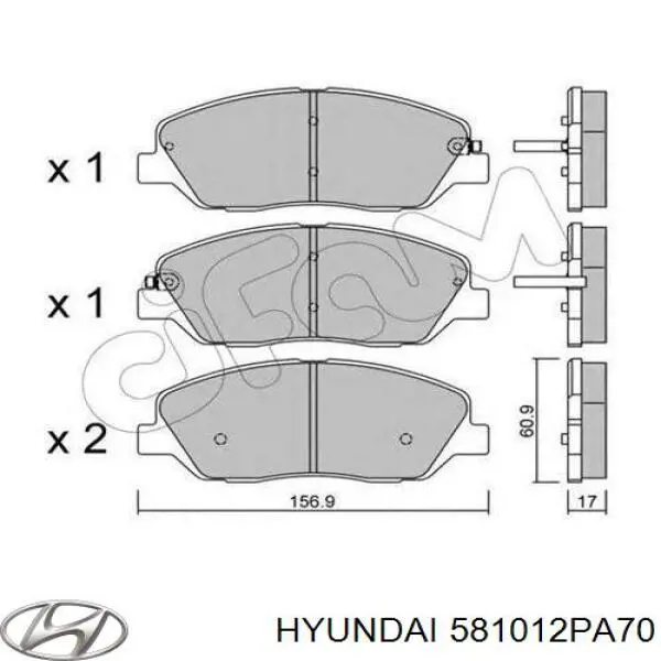 Передние тормозные колодки 581012PA70 Hyundai/Kia