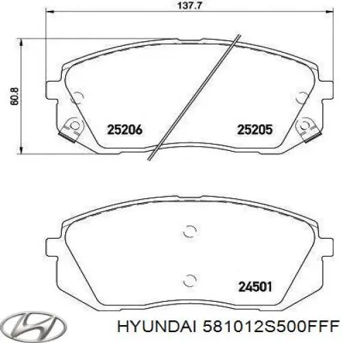 581012S500FFF Hyundai/Kia колодки тормозные передние дисковые