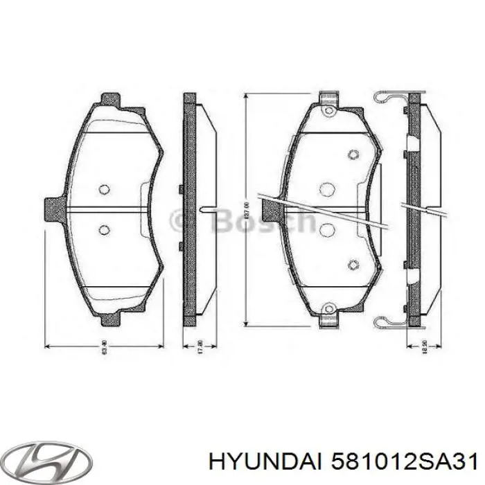 Передние тормозные колодки 581012SA31 Hyundai/Kia